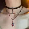 Collar Gótico Oscuro de Cruz Multicapa para Mujer, Estilo Único, Gargantilla de Doble Capa con Diseño Único