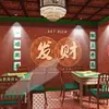 Papel de parede estilo chinês moda nacional casa de mahjong Fritadeira restaurante de churrasco restaurante de hot pot mural Restaurante de chá estilo Hong Kong sala de xadrez e cartas papel de parede