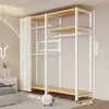 Arara de Roupas de Chão Guarda-Roupa Aberto para Quarto Prateleira de Metal Aço para Hall de Entrada Prateleira de Armazenamento de Roupas para Pendurar Montagem