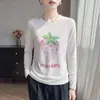 Verão 2026 Novo Cardigã de Tricô Fino com Gola Redonda Feminino Estampa Floral Cover-up Casual Manga Longa Camada Interna Camada Base