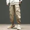 Calças de trabalho verde militar para homens, calças jogger cropped de verão folgadas, calças esportivas estilosas e versáteis para adolescentes