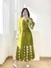 Vestido Plisado Estilo Miyake para Mujer, Nuevo Modelo Primavera 2026, Elegantes Mangas de Tres Cuartos, Holgado Talla Grande, Adelgazante, Vestido Largo de Moda