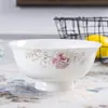 Múltiples Cuencos de Cerámica Jingdezhen Hueso de China Borde Dorado Simple para el Hogar Cuenco para Arroz Juego de Cuencos de Cerámica Blanca Pura Cerámica