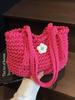 Explosões de Primavera e Verão Estilo Mori Pequena Fresca Tecida Linha Grossa Cesta de Legumes Bolsa Moda Combina com Tudo Doce Estilo Simples Bolsa de Ombro Feminina
