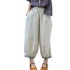 Pantalones de Algodón y Lino hasta el Tobillo para Mujer 2025 Nuevo Estilo Étnico de Nicho Literario y Artístico Chino Pantalones de Pierna Bordados Farol Pantalones de Lino para Mujer a la Moda