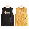 Avental Estilo Colete Cartoon Resistente à Água para Catering, Roupa de Trabalho para Homens e Mulheres, Uniforme de Trabalho Estampado, Avental de Cozinha à Prova de Óleo