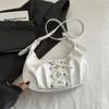 Tendência de Moda Nova Bolsa em Formato de Lua com Laço Doce e Cool, Bolsa de Ombro Único, 2026 Nova Versátil Elegante Bolsa Transversal Feminina Texturizada