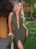 Comercio transfronterizo 2025 nueva moda para mujer europea y americana sexy con cuello halter fruncido vestido ajustado al cuerpo al por mayor