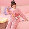Pijamas de otoño e invierno para niños, ropa de franela gruesa para niñas y bebés, ropa de casa con dibujos animados para estudiantes de primaria.
