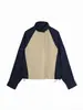 ZA comércio exterior transfronteiriço moda feminina item quente 2026 outono novo conjunto de jaqueta patchwork com calça de listra lateral moda europeia e americana