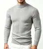 Suéter de Tricô Listrado para Homens, Camisa Básica Elástica Gola Alta Meia, Suéter de Tricô Liso para Homens Americano e Europeu da Amazon