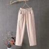 Pantalones casuales de algodón y lino nuevos europeos y americanos para mujer en verano, pantalones rectos holgados adelgazantes, pantalones de nueve puntos, color sólido, modernos y versátiles
