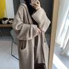 Suéter Poncho con Capucha de Estilo Artístico Perezoso Vintage Suave y Ceroso Cárdigan de Punto Chaqueta Versión Amplia Suelta Otoño e Invierno Nuevo Mujer