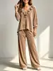 Roupas Femininas Europeias e Americanas Novas Outono/Inverno 2026 Transfronteiriças, Manga Média Cor Sólida Babado Decote V Solto Moda Casual Suit para Mulheres