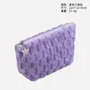 Bolsa de maquillaje a cuadros de coral polar para invierno, gran capacidad, tacto de alta gama, bolsa de almacenamiento de cosméticos de mano, en stock para venta especial