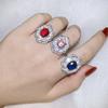 Anillo Abierto de Piedra Preciosa Color Rojo Paloma Nuevo de AliExpress para Mujer Anillo Redondo Vivo Incrustado Estilo Europeo y Americano Joyería