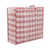 Bolsa de almacenamiento para edredones de ropa extra grande engrosada roja, blanca y azul bolsa de equipaje impermeable portátil cremallera PP tejida bolsa de mudanza