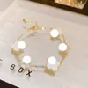 Pulsera Coreana de Flor de Cuatro Pétalos Incrustada con Diamantes, Pulsera Versátil de Lujo Ligero Estilo Coreano, Joyería Elegante y con Estilo para Mujeres al por Mayor