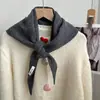 Bufanda Triángulo Versátil de Color Puro 100% Lana Otoño e Invierno Nuevo Turbante Cálido Protector de Cuello Pequeña Bufanda Decorativa Estilo Coreano