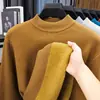Venta al por mayor del fabricante Suéter de punto cálido de invierno para hombre, todo en uno, cuello alto medio de terciopelo, con felpa adicional, nuevo, engrosado