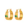 INS Pendientes de hilo de tendencia retro europea y americana nicho no se decoloran oro de 18k incrustado cuadrado blanco circón pendientes de costilla