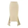 Camiseta de cuello barco ajustada irregular Falda midi ajustada al cuerpo Conjunto de Lyocell para mujer Capa base de primavera y otoño Falda midi