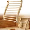 Respaldo de madera minimalista ondulado estilo americano para sala de sauna, respaldo de sauna en forma de S, silla con cojín para sauna