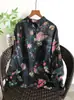 Camisa de Lino Nueva Colección Primavera-Verano con Estampado Floral Digital Artístico y Fresco, Cuello Solapa, Manga Larga, Corte Holgado y Versátil, Venta al por Mayor