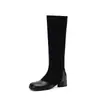 Botas de estilo britânico com bico dividido e saltos grossos de 4 cm, botas elegantes e versáteis que afinam a silhueta, botas de estilo coreano únicas e da moda, botas de montaria confortáveis para mulheres