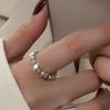 Anillo Japonés y Coreano de Plata S925 con Corte Geométrico Cuadrado para Mujer, Moda Retro, Anillo Dividido Irregular, Anillo de Dedo Hip-Hop