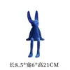 Adornos Modernos de Conejo Sentado Azules con Flocado Oficina de Ventas Sala de Modelos Habitación Infantil Mesita de Noche Decoraciones Ligeras de Moda