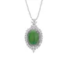 Plata de Ley S925 Calcedonia Verde Hielo Huevo de Paloma Collar Pendientes Anillo Dedo Femenino Nuevo Jade Chino Moda Nacional Colgante traje