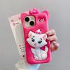 Funda para Teléfono Móvil con Soporte de Gato Mary con Lazo Estéreo de Dibujos Animados Adecuada para Iphone1615Promax Cubierta Protectora de Silicona