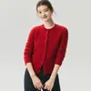 Kang Sai Ni Cardigan Grueso de Punto Trenzado de Cuerpo Entero 100% Cachemira con Botones para Mujer Cuello Redondo Ropa Exterior de Punto Trenzado Suéter para Mujer