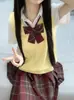 Colete Básico Japonês JK Solto Cor Sólida Sem Mangas Gola V Suéter de Tricô Fofo Pulôver Camada Estilo Chanel