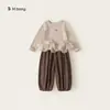 Colección de Ropa Casual InfantilConjunto de Dos Piezas Sudadera con Estampado de Gato y Pantalones Jogger de Color Sólido para Primavera y Otoño Ropa Deportiva para Niñas