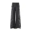 Wk260 Estilo Retrô Americano Unissex Streetwear High-End Multibolsos Design Liso Calça de Trabalho Flare Masculina High Street