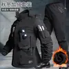 Fleece Forrado de Inverno Novo Estilo Tático à Prova de Vento Quente para Montanhismo ao Ar Livre Casual Roupa de Trabalho Resistente à Sujeira Múltiplos Bolsos Roupa Utilitária