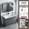 Conjunto de mueble de baño de pie con lavabo cerámico integrado, tocador de baño y lavabo