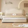 Apartamento pequeño moderno minimalista cama individual de 1,2 m con cabecero tapizado de cuero cama de almacenamiento tapizada en tonos crema de lujo ligero