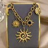 Collar Colgante de Sol y Luna Transfronterizo Europeo y Americano Moda Lujo Ligero Gama Alta Accesorios de Estrella de Mar Perla Cadena Cadena Clavicular