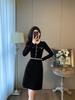 Temperamento Estilo de Ropa de Trabajo Vestido de Punto Pequeño Fragante Estilo Elegante Francés de Diosa Cuello Redondo Cintura Adelgazante Look Falda Línea A para Mujeres