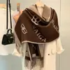 Novo Cachecol Longo H Carriage Outono e Inverno para Mulheres Versão Coreana Cachecol de Imitação de Caxemira Versátil Frente e Verso para Ar Condicionado Cachecol Quente Espessado
