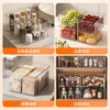Caixa de armazenamento transparente, cesta de armazenamento retangular de plástico, organizador de lanches para geladeira de cozinha, mesa com alça, empilhável
