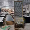 Espejo de cuerpo entero con marco de acero inoxidable de lujo ligero, espejo de suelo para el hogar, espejo de tocador de pared para habitación de niña, espejo de tocador de pared grande para probador