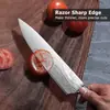 Faca de Chef Mais Vendida da Amazon com Cabo de Madeira Colorido e Cabeça Dupla de Aço, Faca de Aço de Alto Carbono para Cozinha e Corte de Carne, Conjunto em Caixa de Presente
