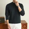 Suéter de Cuello Redondo para Hombre, Nuevo Otoño/Invierno, Camiseta Base de Punto con Mangas Raglán, Engrosado, Agradable para la Piel, Top Cálido