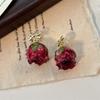 Aretes de Rosa de Flores Naturales Originales para Mujer Estilo Palacio Retro Diseño de Aretes de Lazo Aretes de Mano