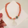 Pulsera de ágata roja natural con calcedonia Jade anillo único pulsera estilo nacional pulsera de cristal para mujer fábrica generación envío