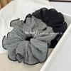 Tela de Chifón a Cuadros Retro de Alta Calidad Anillo para el Cabello Tipo Intestino Grueso Borde Arrugado Cuerda para Atar el Cabello Tridimensional Cuerda para Cola de Caballo